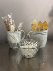 Crystal Glass Candy, Sugar Bowl with Lid