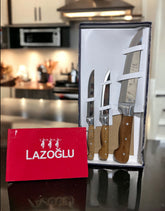 3 pack Stainless Steel Kitchen Knife Set, Wood Handle