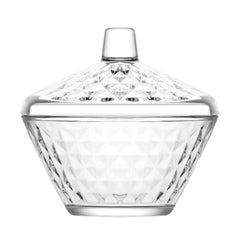 Crystal Glass Candy, Sugar Bowl with Lid