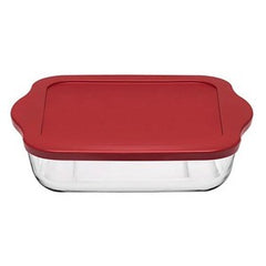 Glass Bakeware, Ovenware, Casserole with Red Lid