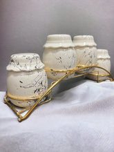 Porcelain Spice Rack with a Gold Metal Display