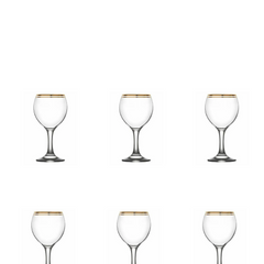 Gold Trim Wine Glasses, Set of 6