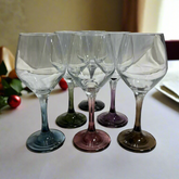 Elegant Color Stem Wine Glasses, Set of 6