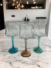 Color Twist Stem Wine Glasses, Set of 3