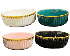 Gold Trim Ceramic Oval Bowl, Round