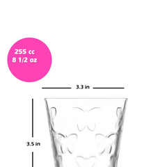 Butterfly Cups, Embossed Design, Set of 6