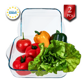 Square Glass Baking Dishes, Ovenware, Casserole, Set of 2