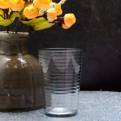 Set of 6, Stackable Short Cups with Line Design