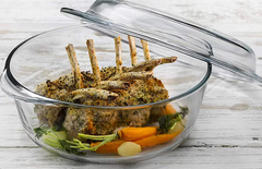 Round Ovenware with Glass Lid, Deep Style, 9.5" Wide