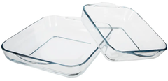Square Glass Baking Dishes, Ovenware, Casserole, Set of 2