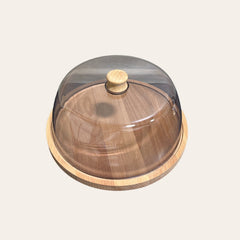 12" Acrylic & Wood Cake Plate with Lid