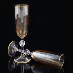 Gold Trim Champagne Flutes, Set of 2