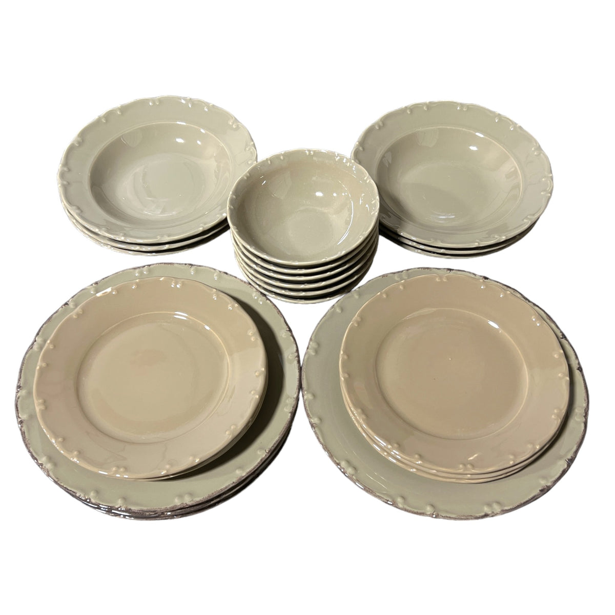 Beige 24 Piece Dinner Plate Set