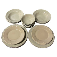 Beige 24 Piece Dinner Plate Set