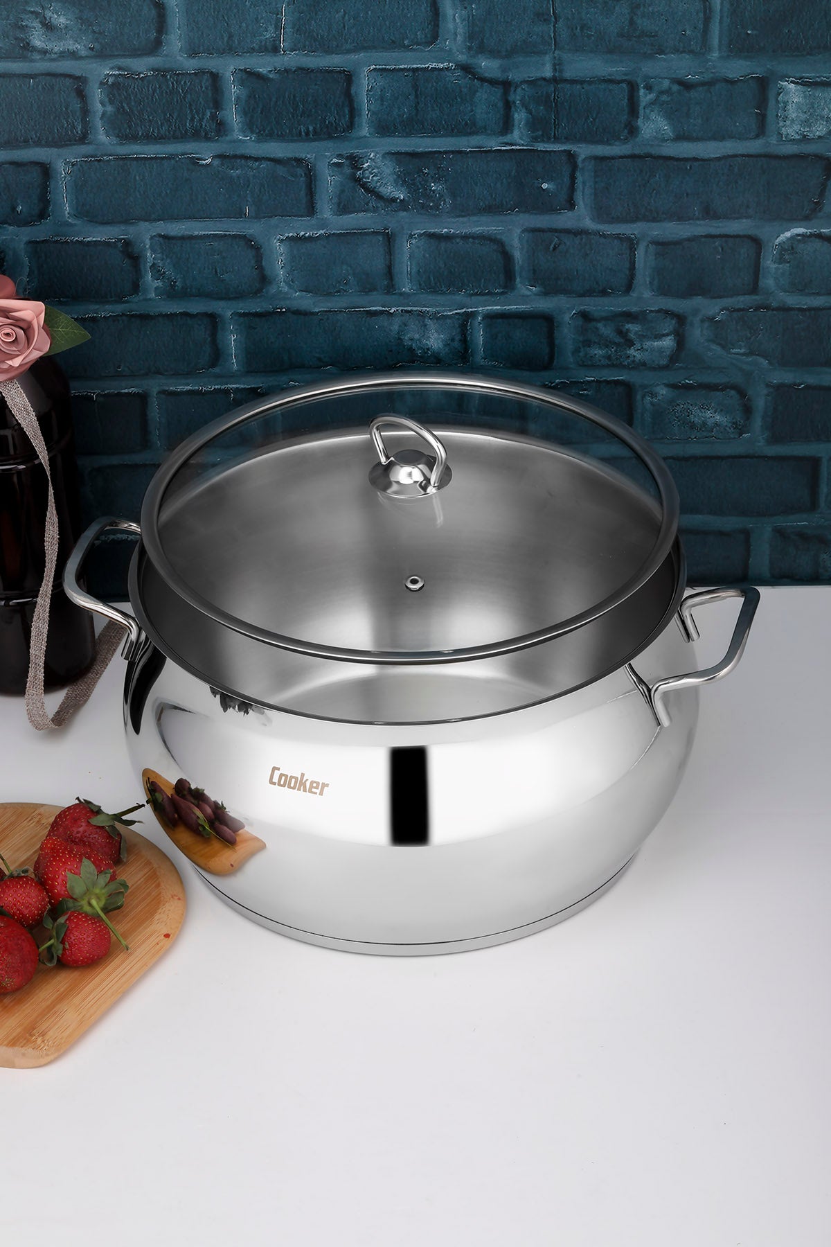 Deep Stainless Steel Pot 12 Inch Wide