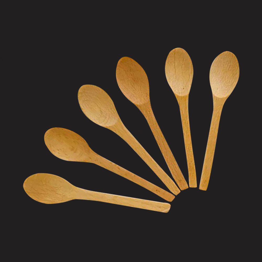 6 Pack of Wood Spoons, Medium Size