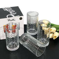 Diamond Pattern Glass Cups, Set of 4