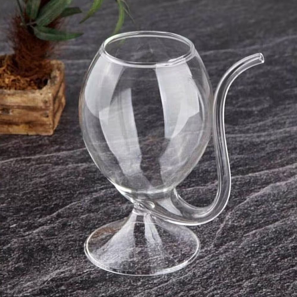 Round Base Glass Cup with Built in Straw