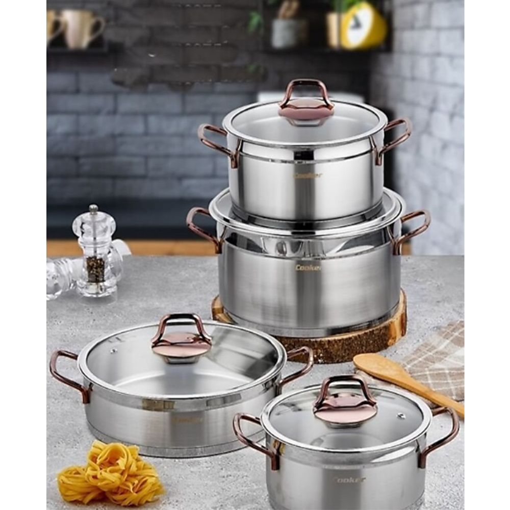 Rose Gold 8 Piece Stainless Cookware Set