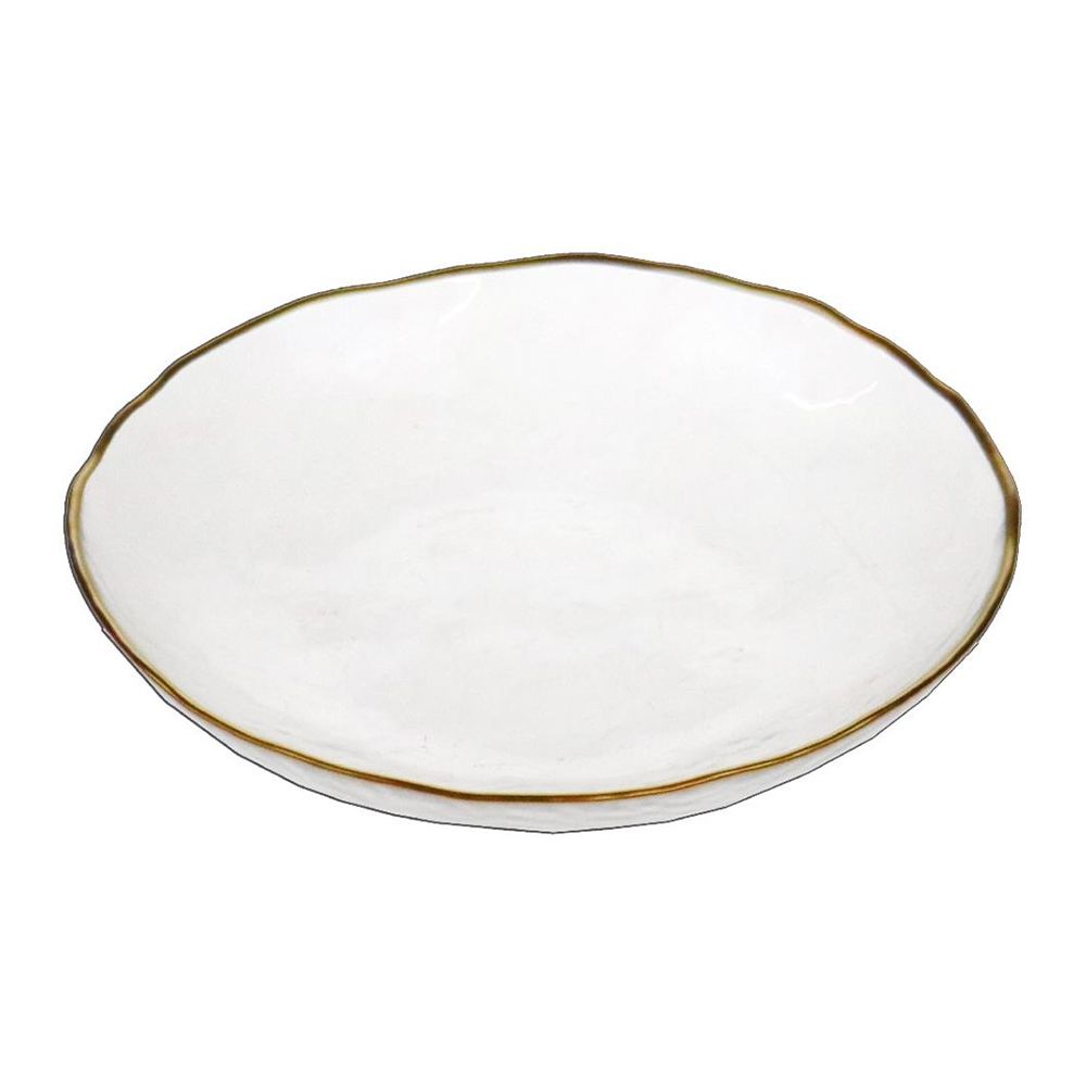 Gold Trim Glass Dinner Plates, Set of 6