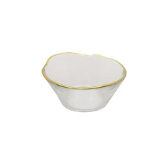 Hammered Glass Gold Trim Small Bowls, Set of 6