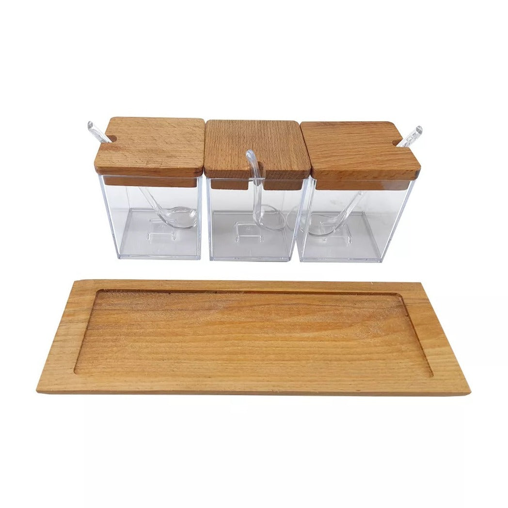 Clear Jars, Set of 3 with Spoons