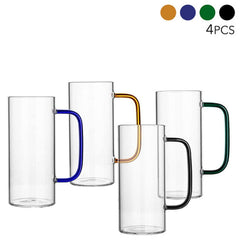 Color Handle Glass Cups, Set of 4