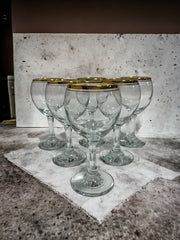 Gold Trim Wine Glasses, Set of 6