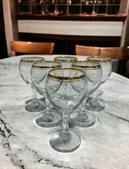 Gold Trim Wine Glasses, Set of 6