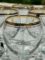 Gold Trim Wine Glasses, Set of 6