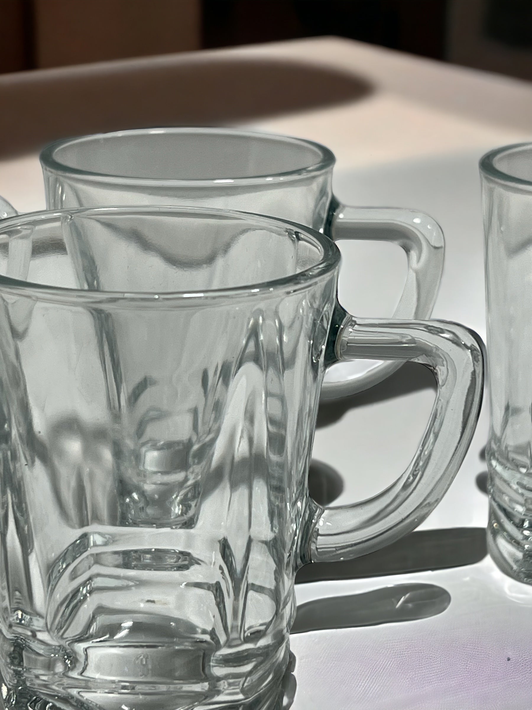 Glass Ripple Mugs, Set of 6