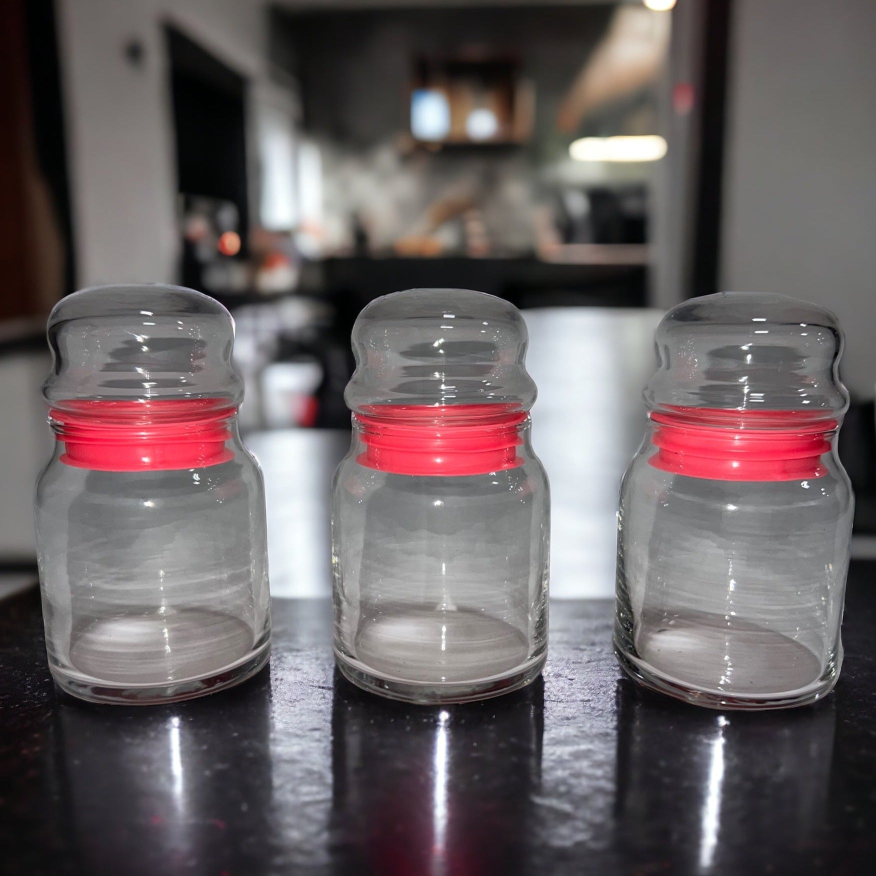 Small Glass Jars with Lids, Set of 3