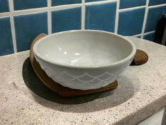 Ceramic Serving Bowl with Wood Stand