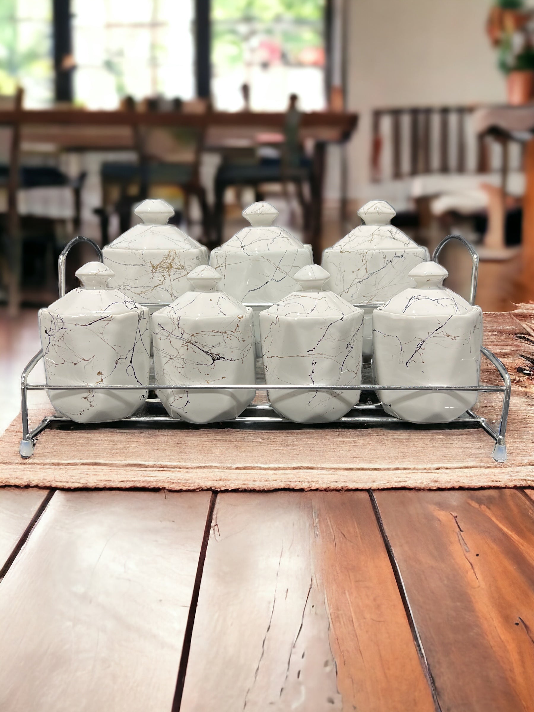 8 Piece Porcelain Spice Rack Set