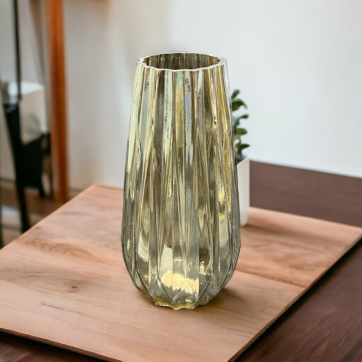 Gray Pearlescent Glass Vase