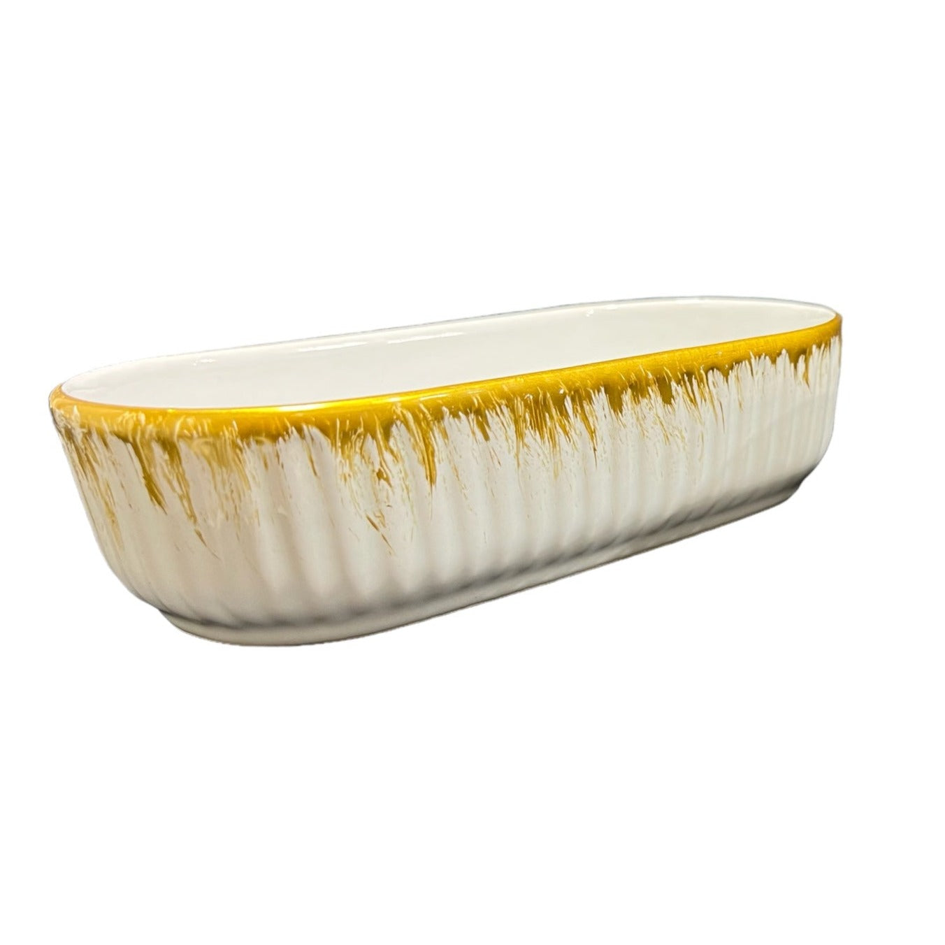 Gold Trim Oval Bowl, Medium