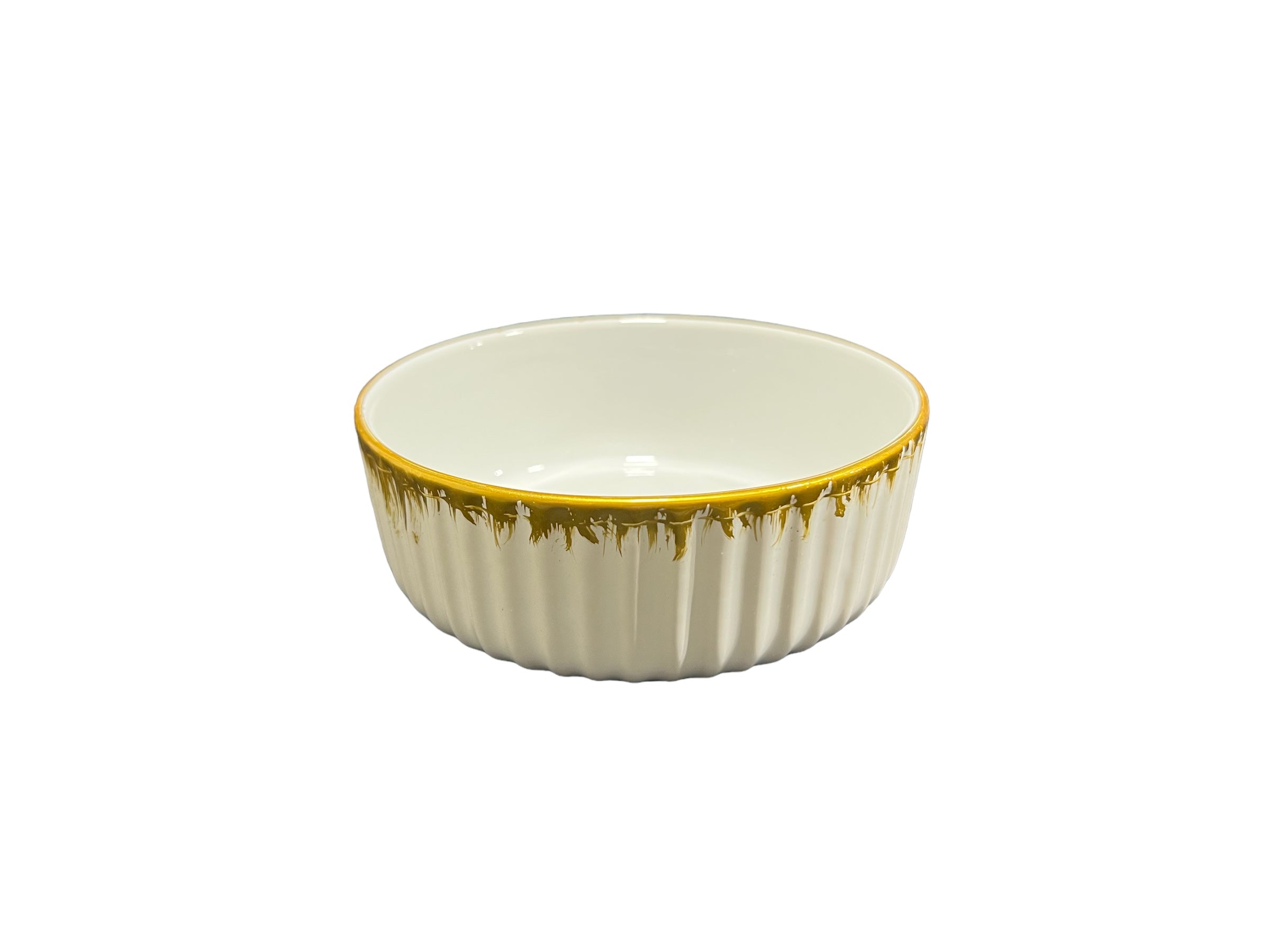 Gold Trim Ceramic Oval Bowl, Round