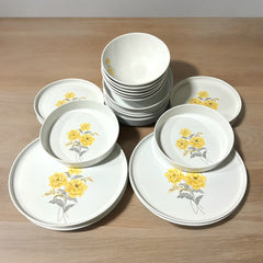 Yellow Flowers 24 Piece Dinner Plate Set