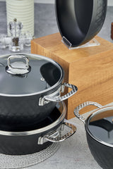 Black Silver Titanium Cookware Set 7 Piece