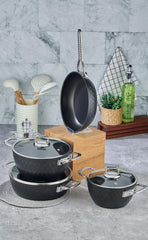 Black Silver Titanium Cookware Set 7 Piece