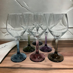 Elegant Color Stem Wine Glasses, Set of 6