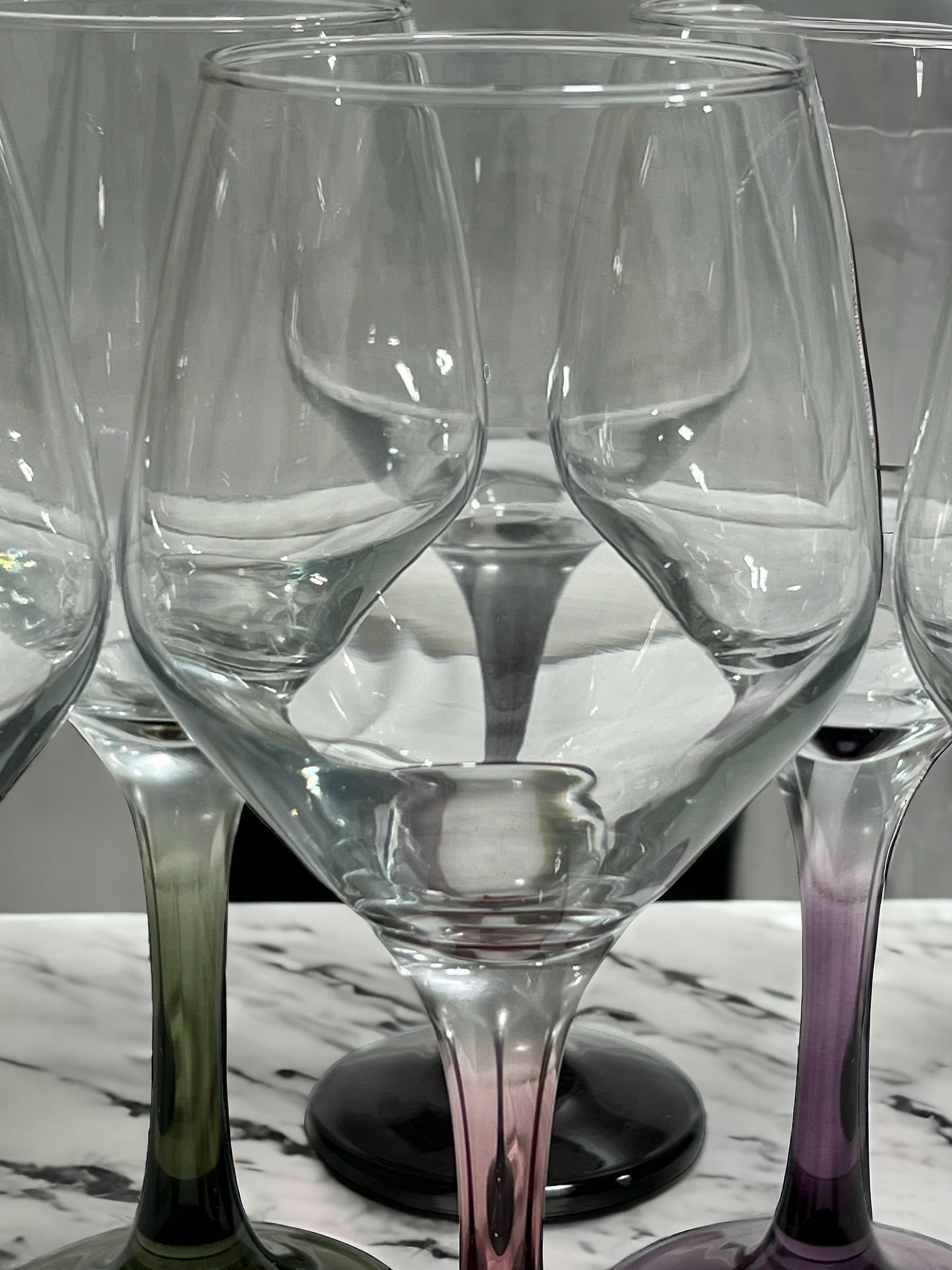 Elegant Color Stem Wine Glasses, Set of 6