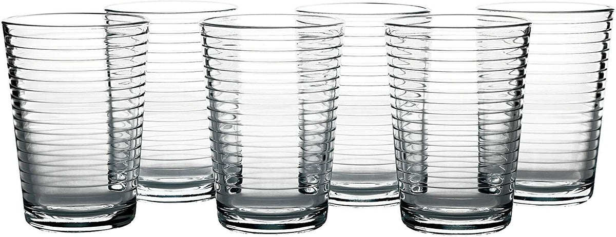 Set of 6, Stackable Short Cups with Line Design