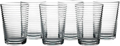 Set of 6, Stackable Short Cups with Line Design