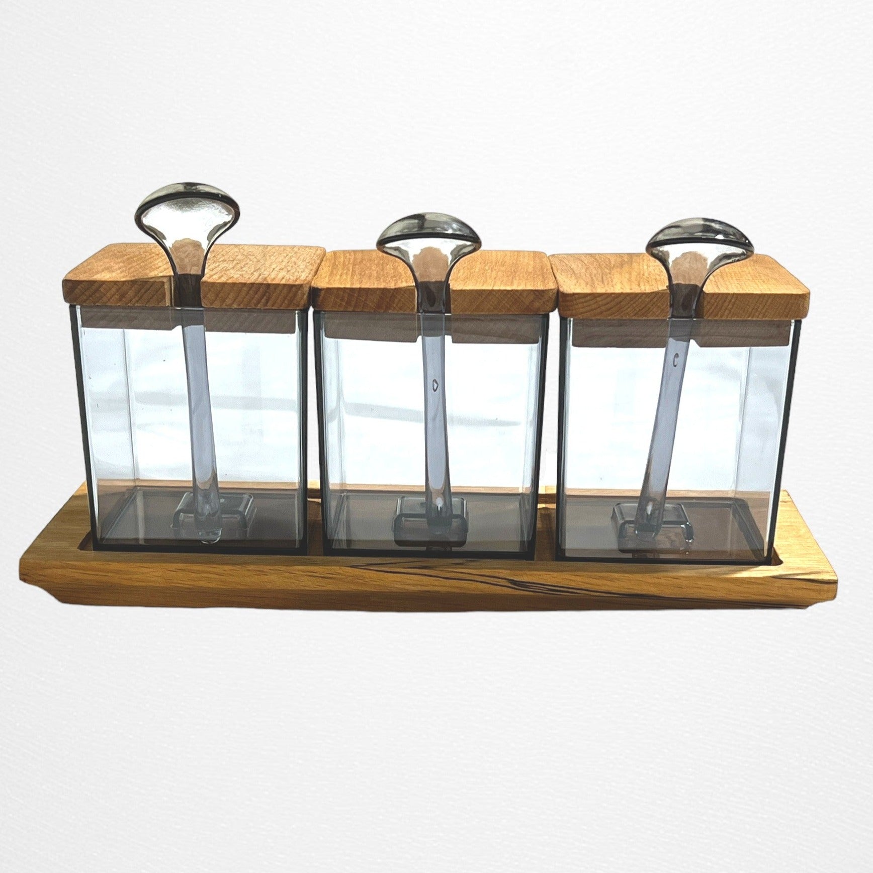 Clear Jars, Set of 3 with Spoons