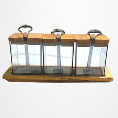 Clear Jars, Set of 3 with Spoons