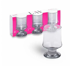 Footed Glass Cups, Set of 3