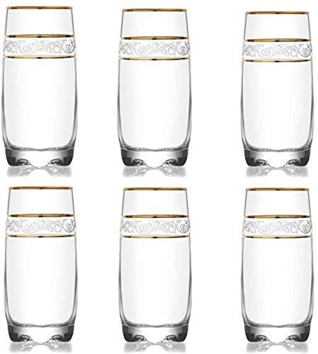 Gold Trim Glass Cups, Set of 6