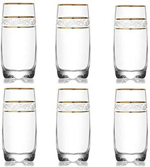 Gold Trim Glass Cups, Set of 6