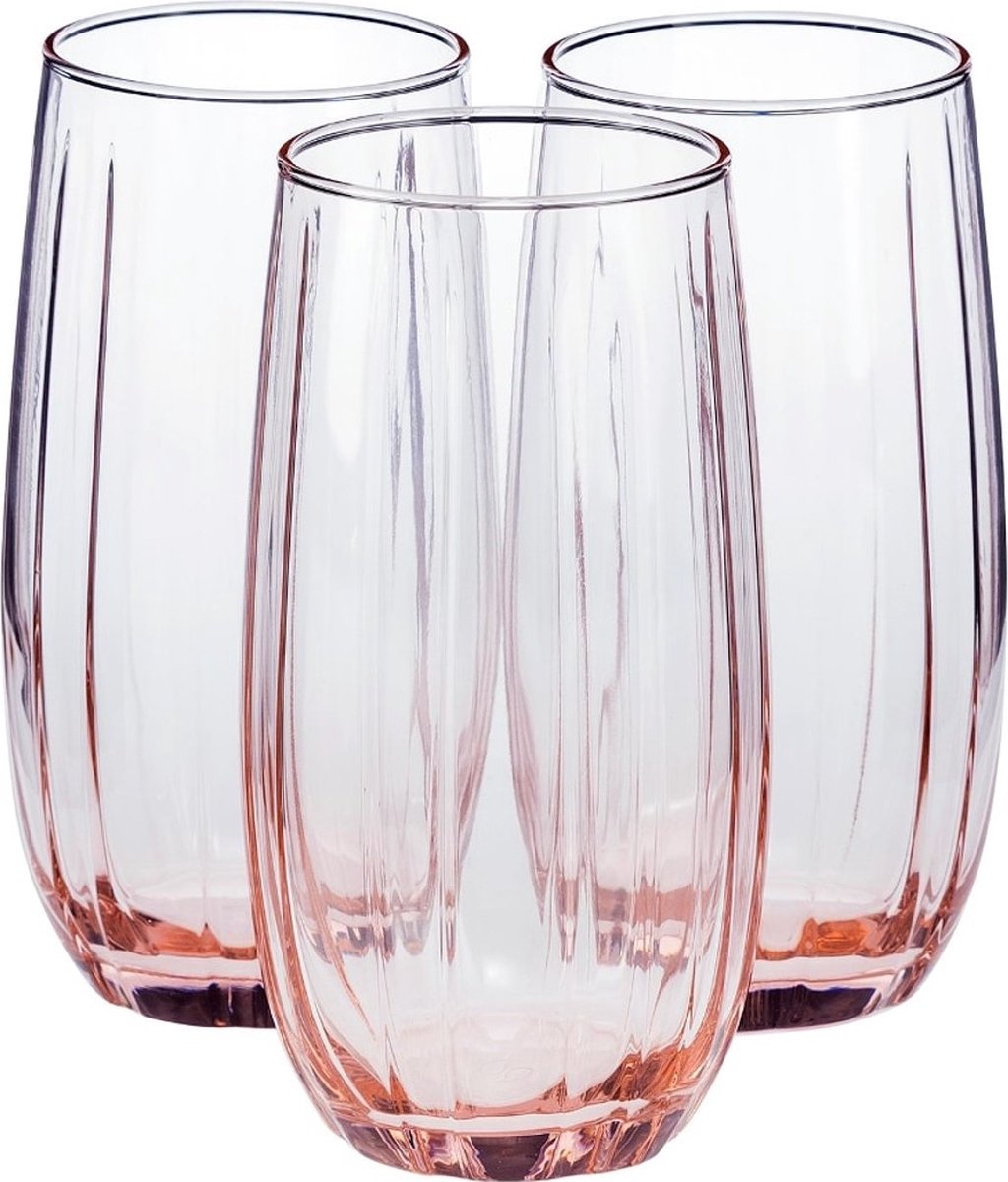 Pink Glass Cups, Set of 3